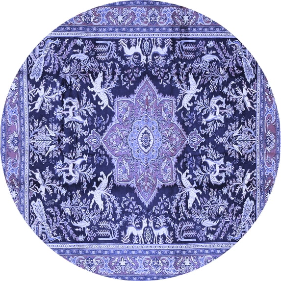Ahgly Company Indoor Round Persian Blue Traditional Area Rugs, 7' Round