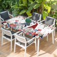 thumbnail image 2 of Pink Valentine's Day Table Cloths for 5 Foot Rectangle Tables, Spring Floral Gifts Eucalyptus Leaves Patio Waterproof Elastic Fitted Tablecloths, Washable Rectangular Table Cover for Camping, 2 of 8