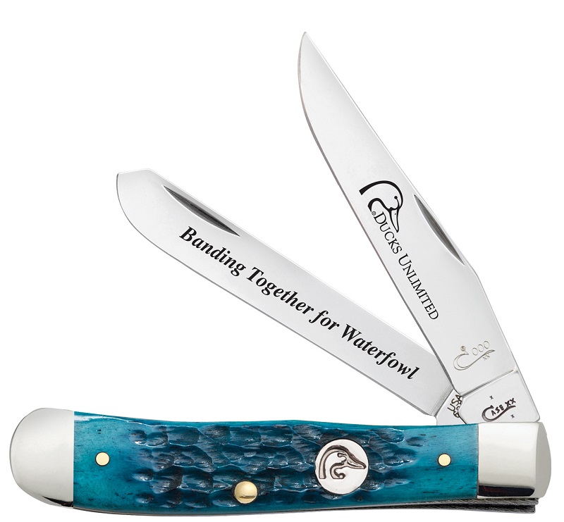 Case xx Ducks Unlimited Jigged Caribbean Blue Bone Trapper Stainless