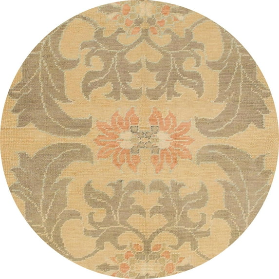 Ahgly Company Machine Washable Indoor Round Abstract Gold Area Rugs, 3' Round