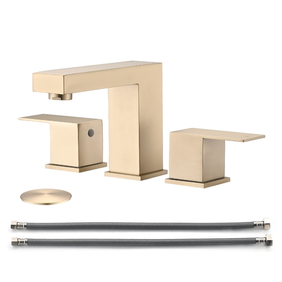 MMGW 8" 2-Handle 3-Hole Widespread Bathroom Faucet with Pop-Up Drain, Brushed Gold