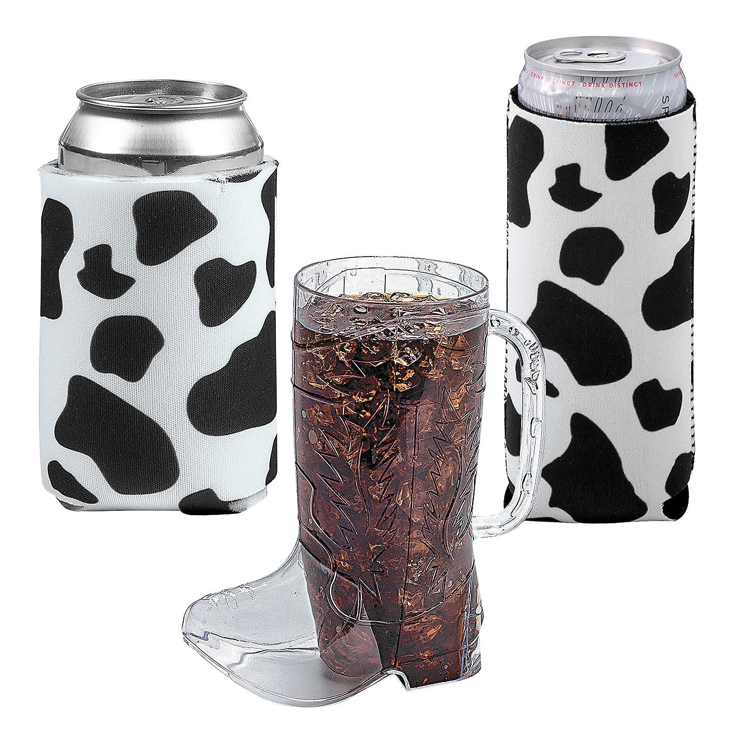 Fun Express Cowboy Boot Mugs & Cowprint Can Coolers Kit - 36 Pieces