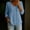 Blue, variant on Womens Linen Blend Button Down Blouse V-Neck Empire Waist Casual Flowy Top Army Green,Size XL