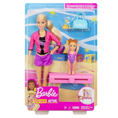 Muñecas Barbie Gymnastics Coach & Playset con muñeca Barbie Coach rubia, muñeca pequeña mo Barbie Entrenadora de Gimnasia