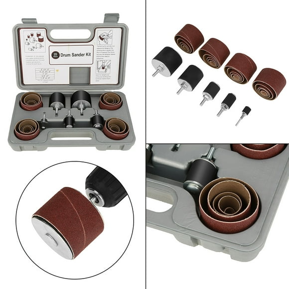 Sanding Kit, 25Pcs Durable Drum Sander Kit, With Storage Case Lightweight For Home Improvement Wood Working