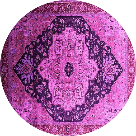 Ahgly Company Indoor Round Oriental Pink Industrial Area Rugs, 3' Round