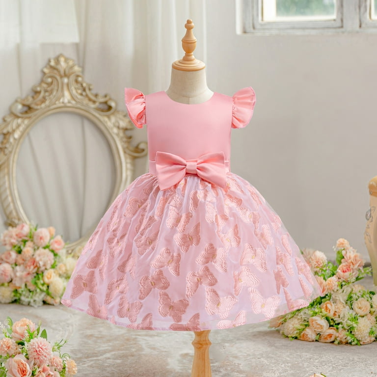 Girls Embroidery Butterfly Dress Birthday Princess Party Wedding Dress,  3-9Y - Walmart.com