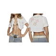 thumbnail image 2 of Michellecmm Women Crop Basic T-Shirts Summer Floral Print/Embroidery Tie Front Short Sleeve Tops for Streetwear Aesthetic Clothes, 2 of 8