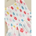 thumbnail image 6 of Suealasg Baby Girls 2pcs Summer Outfits Set 3 6 9 12 18 Months Sleeveless Tie Strap Shirred Floral Print Romper with Headband Newborn One Piece Clothes, 6 of 7