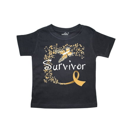 

Inktastic Childhood Cancer Survivor- butterfly ribbon Gift Toddler Boy or Toddler Girl T-Shirt