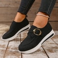 thumbnail image 5 of Black Ladies Flat Shoes With Buckle And Thick Sole For Elevation Comfortable Wear During Cold Seasons, 5 of 9