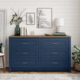 thumbnail image 2 of Ameriwood Home Langley Bay 6-Drawer Wide Dresser, Navy with Walnut Top, 2 of 15