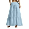 thumbnail image 5 of Abomasnow Boho Long Skirts for Women 2025 Summer Drawstring Elastic Waist Tiered Layer Maxi Skirts A Line Ruffle Hem Flowy Skorts, 5 of 5