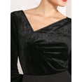 thumbnail image 4 of DARING DIVA Women's Asymmetrical Ruched Neck Velvet Blouses S Black, 4 of 6