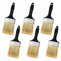 3inch Flat Paint Brushes,Professional Paint Tools with Treated Plastic Handle for DIY Paint,Furniture,Fences,Wall Trim,6 x Paint Brush,Black