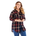 thumbnail image 1 of Sonbest - Camisa a cuadros de franela de talla grande para mujer, enrollable, de manga larga, con botones, camisas casuales para novio Inevent SH1104-150, 1 of 5