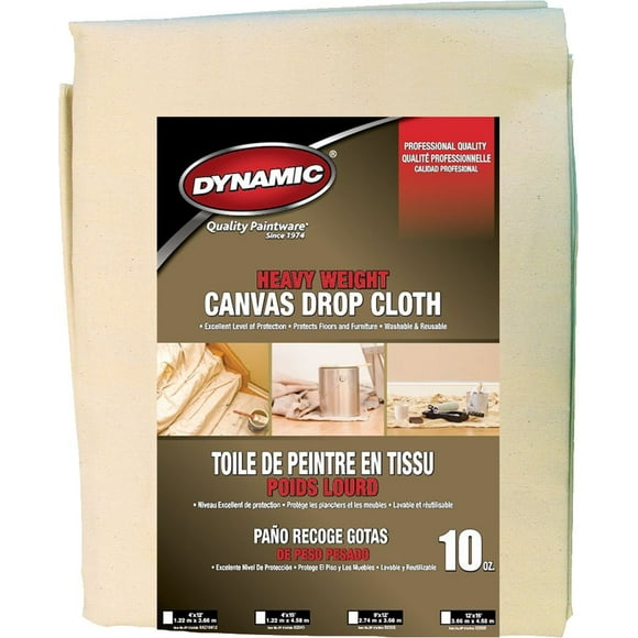 Dynamic 02055 9' x 12' (2.74m x 3.66m) Toile de protection en toile épaisse 10 oz.