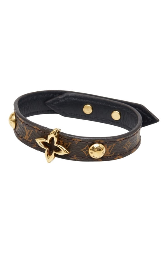 Pre-Owned Louis Vuitton Monogram Bracelet Blooming #17 M6534 Brown Leather Women's LOUIS VUITTON