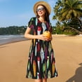 thumbnail image 4 of Disketp Colorful Fishing Lures para Vestido de Manga Corta para Mujeres, Vestidos de Verano para Mujeres, Casual y Holgado para la Playa, 4 of 6