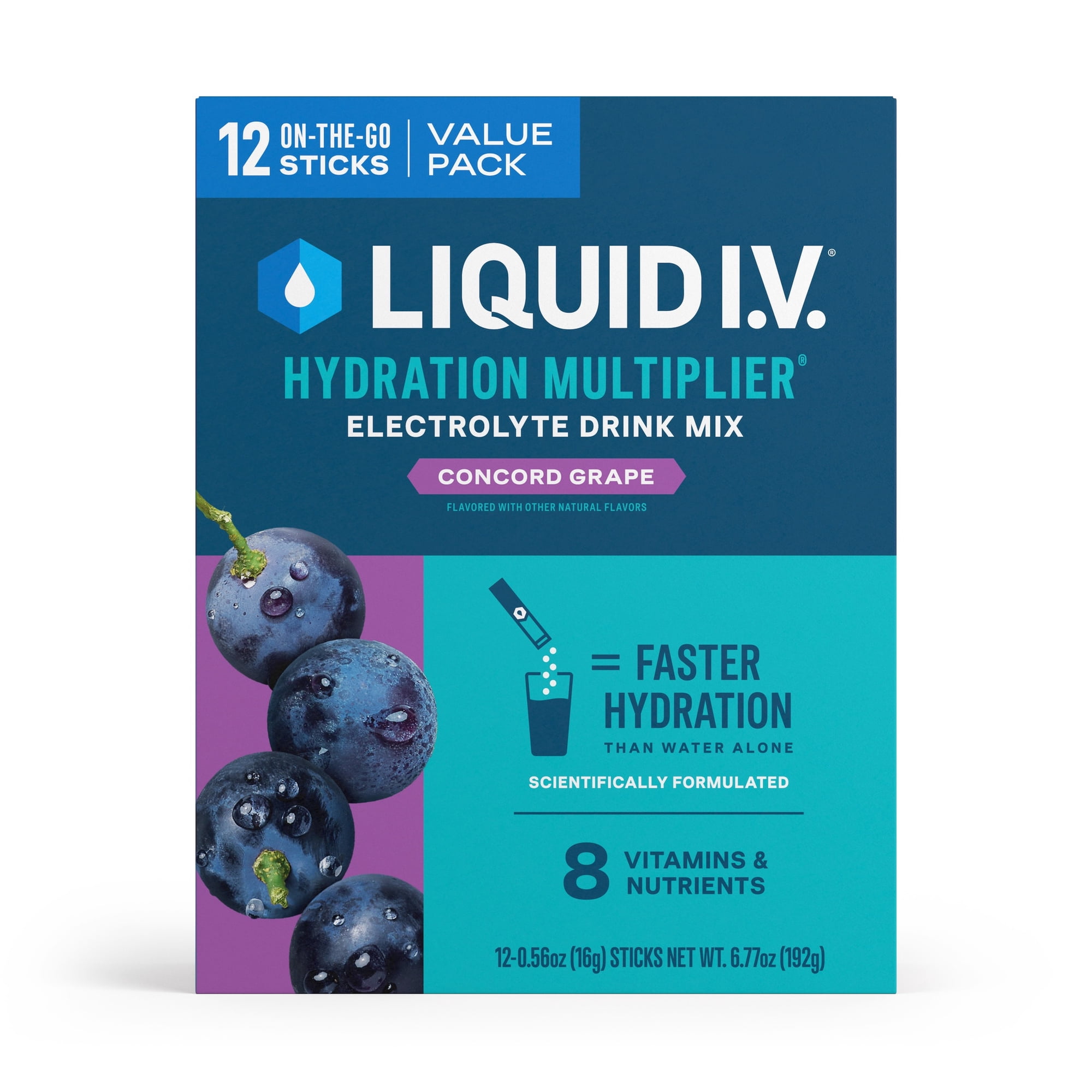 Liquid I.V.® Concord Grape Hydration Multiplier® Powdered Electrolyte Drink Mix, 12 Count Packets