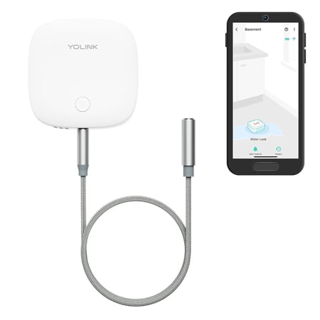 YoLink Water Leak Sensor 2, 1/4 Mile World's Longest Range Smart Home Water Leak Sensor, Water Leak Detector with Built-in Siren Up to 105dB, Works with Alexa and IFTTT - YoLink Hub Required