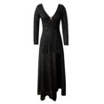 thumbnail image 4 of Women's Elegant Deep V Mesh Sequin Long Sleeve Long Gown Dress Long Dresses for Women Wedding Guest plus Size Formal Dress Dresses for Formal Women Guest Wedding Long Dress Satin Prom Dresses for, 4 of 5