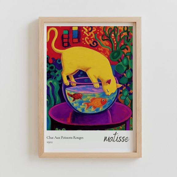 Matisse Cat And Fish Art Print: Fauvism Style UNFRAMED PAPER POSTER, Home Decor