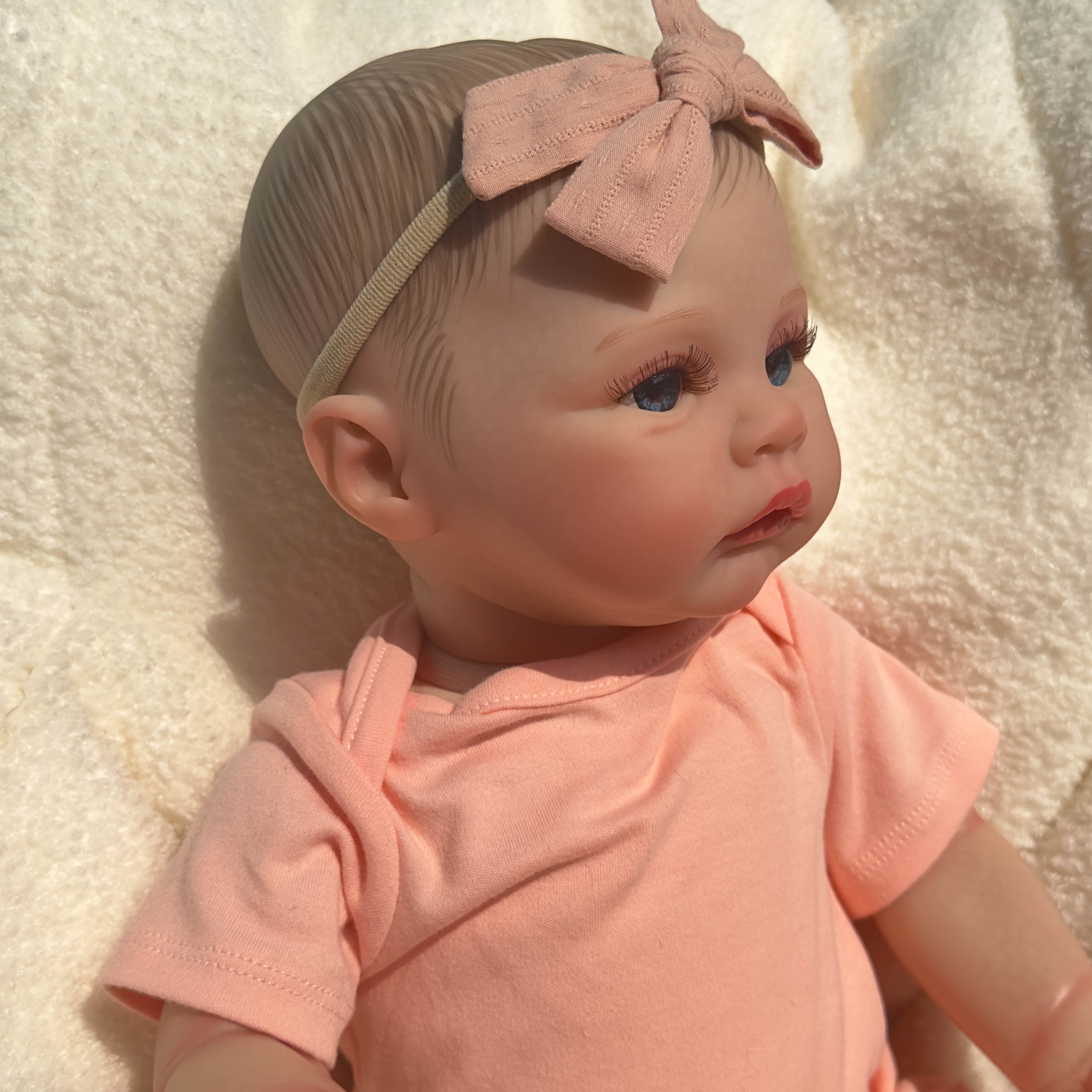 iCradle Lovely Lifelike Reborn Baby Dolls Girl 18 inch 45 cm  Handmade Realistic Newborn Babies Soft Cloth Body Blue Eyes Painted Hair