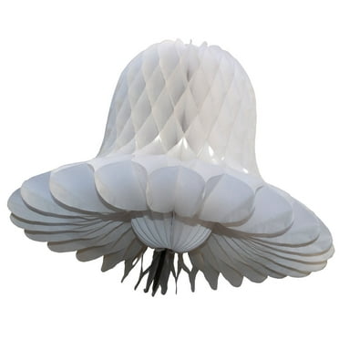 6-pack 9 Inch Hanging Honeycomb Tissue Paper Bell Decoration, White, by Devra Party