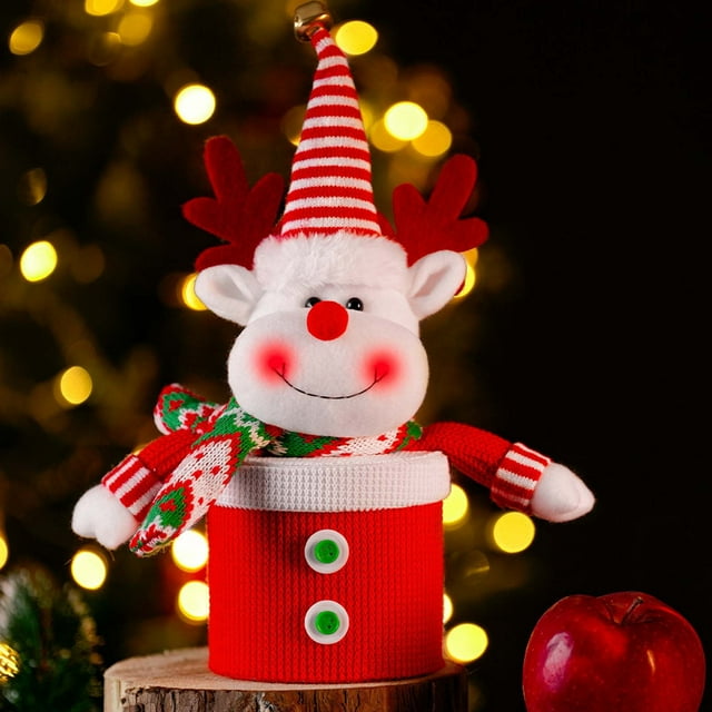 Rvkxad Large Capacity Knitted Christmas Candy Boxes, Festive Elderly Figures Decor for Xmas Holiday Party Gift Bags, Christmas Bags, Holiday Containers