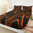 thumbnail image 3 of Manfei Geometric Stripes Full Size Sheets,Modern Line Art Bed Sheets,Orange Geometric Striped Sheet Sets For Boys Kidsightweight Bedroom Decorative,4-Piece, 3 of 7