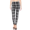thumbnail image 4 of Niobe Clothing Womens White Black Plaid Print Leggings Buttery Soft, 4 of 5