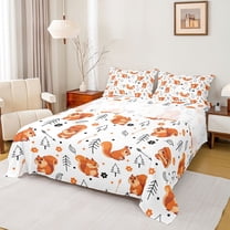 Castle Fairy Teens Animal Squirrel Queen Sheet Sets,Cartoon Woodland Wildlife Bed Set