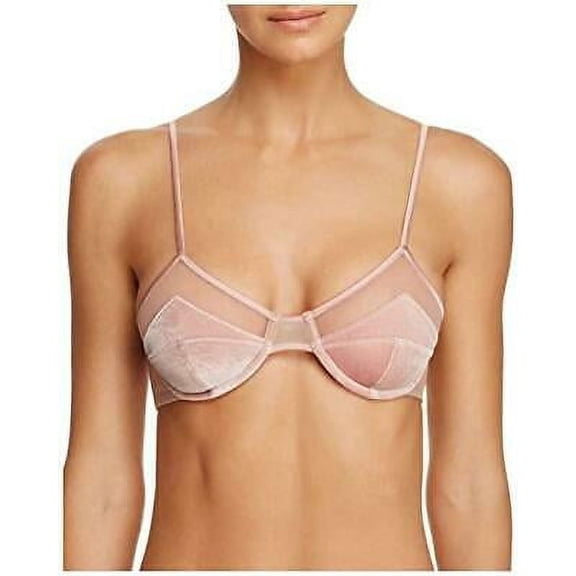 Kendall Kylie Women's Rose Dust Velvet & Mesh Balconette Bra Size 34B MSRP $48