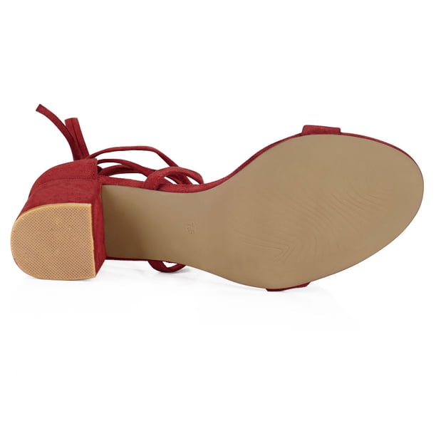 Sandalias De Tacón Grueso Con Punta Abierta Y Correa Cruzada Para Mujer Rosa Caliente 41 Perphy