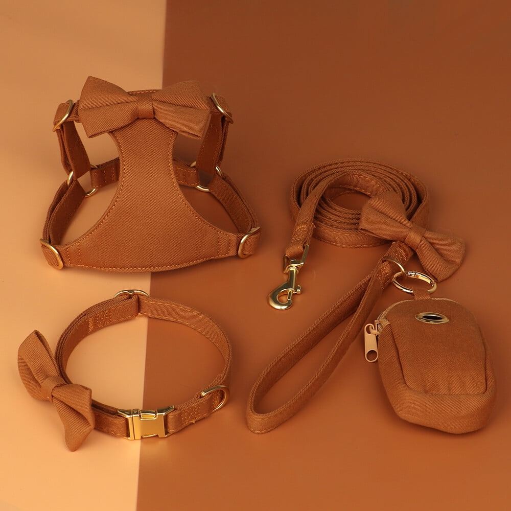 Didog Cute Small Dog Vest Harness & Collar & Leash & Poo Bag Holder set for Puppy Cats Pet Yorkie