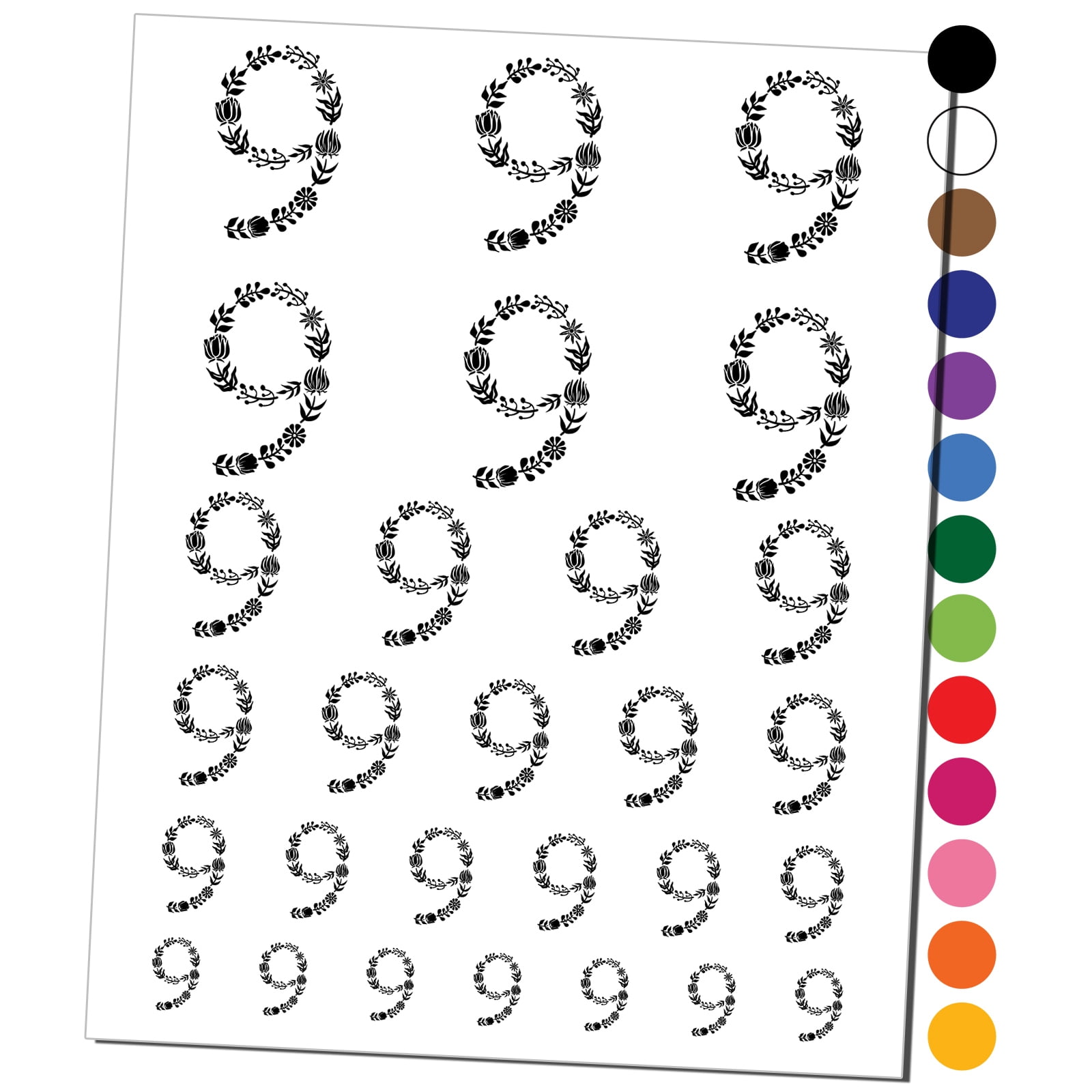 elegant-botanical-floral-number-9-water-resistant-temporary-tattoo-set