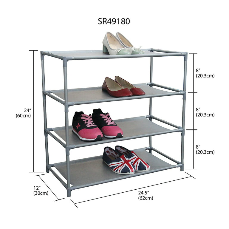 Better Homes & Gardens Farmhouse 3 Tier Shoe Rack, Gray, Holds up to 12  Pairs 