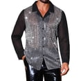thumbnail image 1 of CAMISA DE MANGA LARGA CON COLLAR CAMPERO PARA HOMBRE CON LENTEJUELAS TRANSLUCIDAS EN NEGRO, 1 of 6