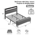 thumbnail image 4 of Queen Size Bed Frame with Headboard,Upholstered Platform Bed with Ottoman Storage,Starry Sky Lights & Charging Station,No Box Spring Needed,Grey, 4 of 14