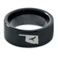 thumbnail image 2 of Tungsten Oklahoma Sooner State Bird Flying Band Ring 9mm Men Women Comfort Fit Black Flat Cut Brushed Polished, 2 of 4