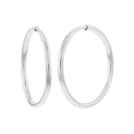 Silver Plated Earrings Plain Endless Hoop Earrings 0.47"