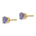 thumbnail image 4 of Auriga Fine Jewelry 14K Yellow Gold Tanzanite Stud Earrings for Women(L- 6mm, W- 6mm), 4 of 5