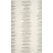 SAFAVIEH Cotton Kilim Kilim Chevron Cotton Area Rug, Dark Green/Ivory, 5' x 8'
