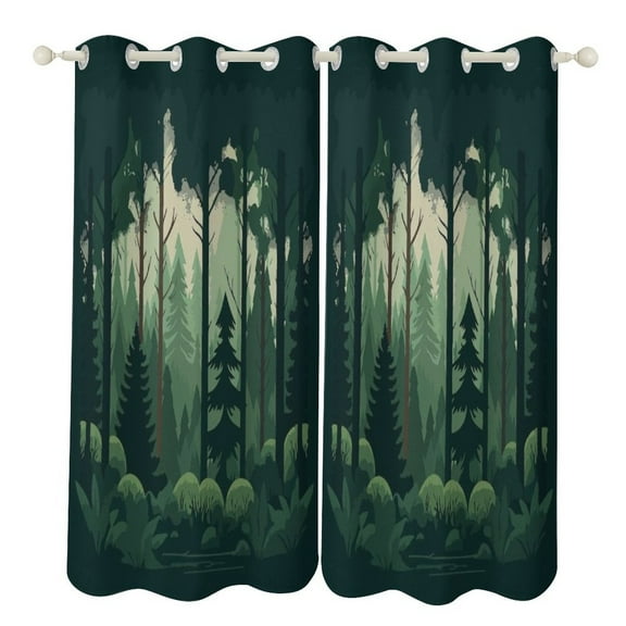 Nature Forest 2pcs Blackout Curtains For Living Room Bedroom Grommet Top Window Set for Left And Right Biparting Open