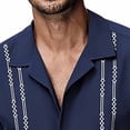 thumbnail image 3 of Kukoosong Men's Vintage Bowling Beach Shirt Striped Print Short Sleeve Collared Button-Up for Summer Office, Retro and Stylish Shirts for Men, 3 of 7