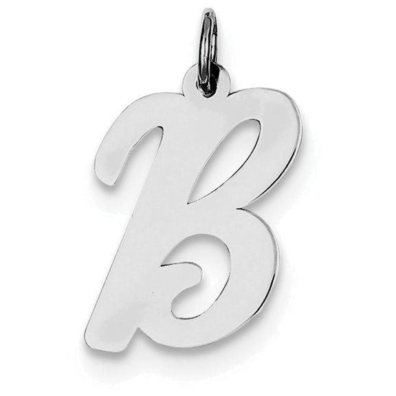 925 Sterling Silver Solid Polished Large Script Intial B Charm 21x12mm Wide Pendant Necklace for Women