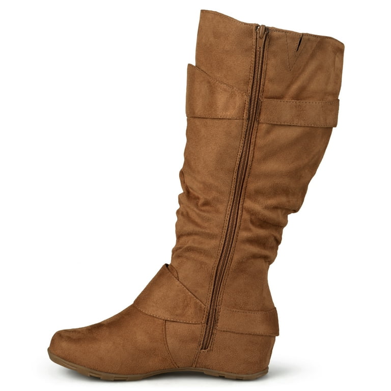 Journee Womens Jester-01 Wide Calf Hidden Wedge Riding Boots