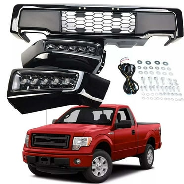 Front Bumper For Ford F150 2009-2013 2014 Raptor Style W/LED Lights Black Steel