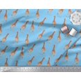 thumbnail image 2 of Soimoi Blue Poly Georgette Fabric Dot & Giraffe Animal Print Sewing Fabric BTY 42 Inch Wide, 2 of 3